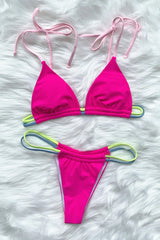 Neon Pink Adjustable Ruched Bikini