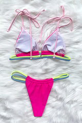 Neon Pink Adjustable Ruched Bikini