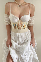Beige Birth Of Venus Bustier Top Shirts & Tops