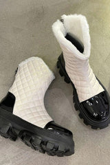 Black And White Gothic Waterproof Latex Boots Shoes