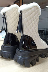 Black And White Gothic Waterproof Latex Boots Shoes