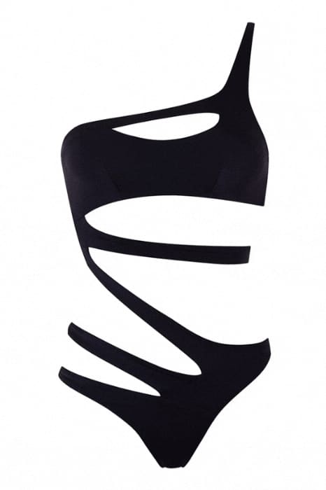 Black Cut Out One Shoulder Swimsuit One Piece