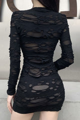 Black Distressed Short Dress Dress
