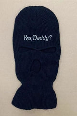 Black Embroidered "Yes Daddy?" Ski Mask