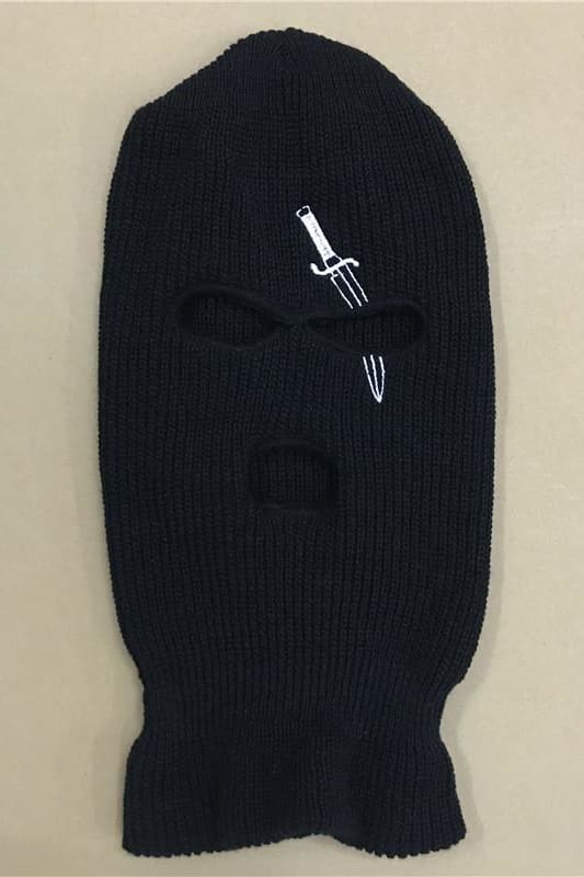 Black Sword Embroidery 3 Holes Ski Mask / One Size Balaclava