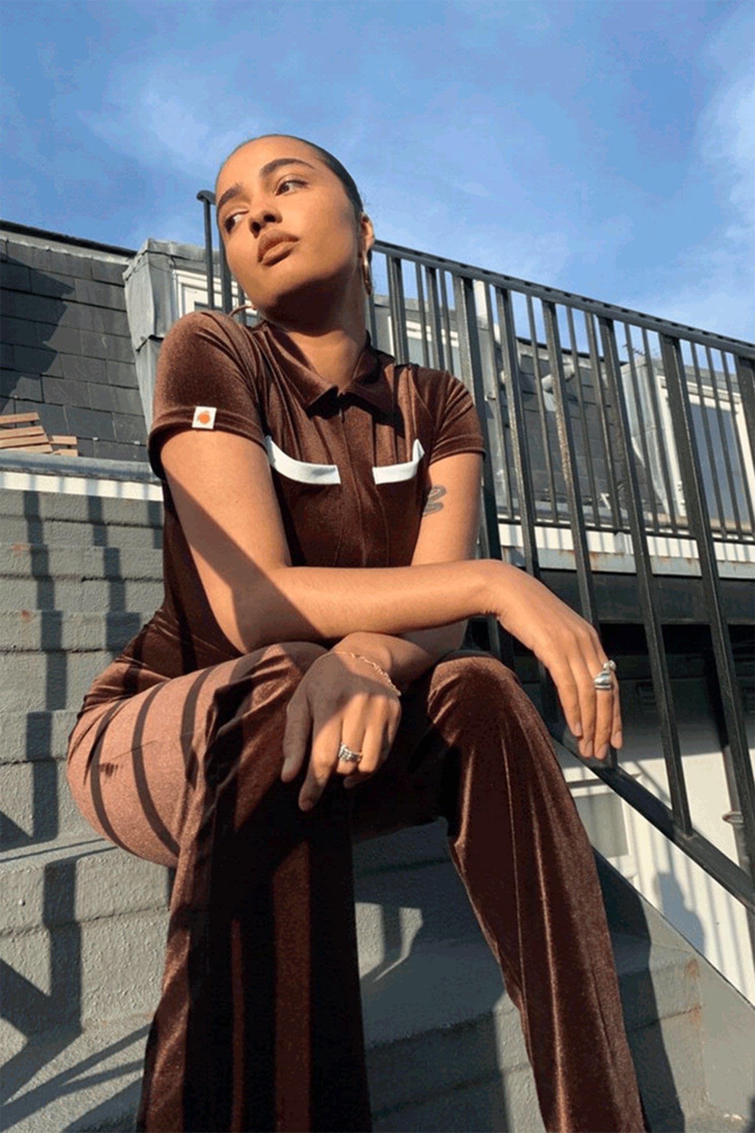Brown Polo Short Sleeve Velvet Jumpsuit Jumpsuits & Rompers