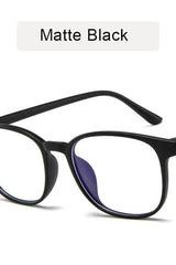 Computer Eyeglasses Anti-Blue Light Transparent Clear Plastic Frame Matte Black Eyeglasses