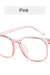 Computer Eyeglasses Anti-Blue Light Transparent Clear Plastic Frame Pink Eyeglasses