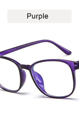 Computer Eyeglasses Anti-Blue Light Transparent Clear Plastic Frame Purple Eyeglasses
