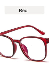 Computer Eyeglasses Anti-Blue Light Transparent Clear Plastic Frame Red Eyeglasses