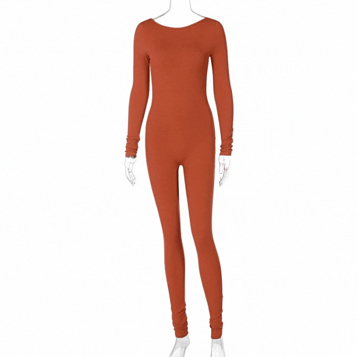 backless orange jumpsuit for women