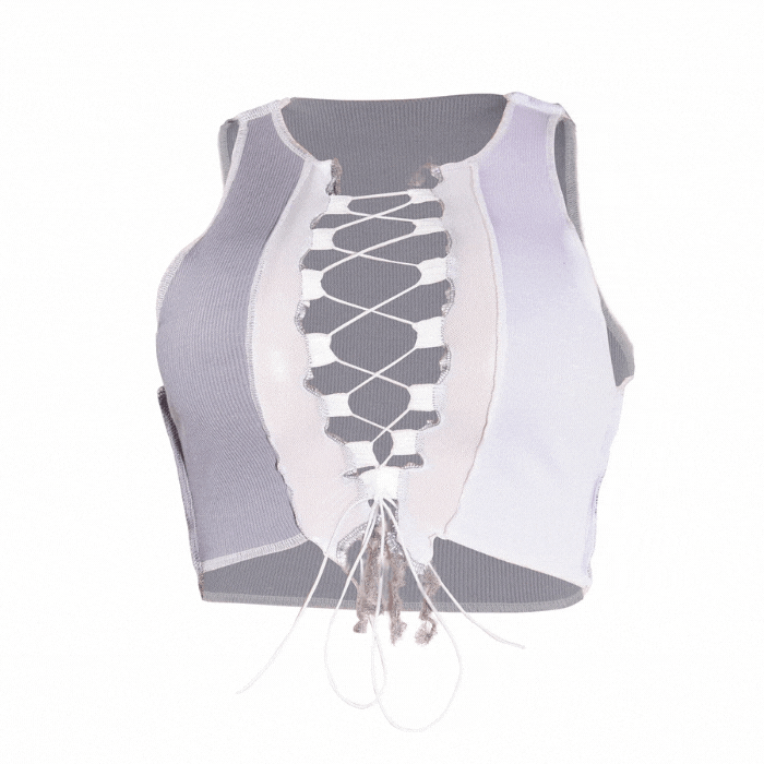 women's Color Block Stitch Crop Top