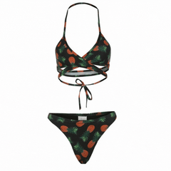 pineapple print two piece bikini set
