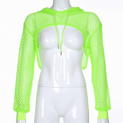 Neon Green Fishnet Long Sleeve Shrug Top