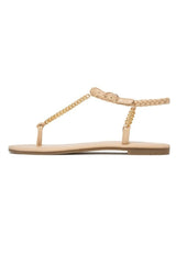 Gold Woven Ankle Straps Chain Flat Sandals Shoes