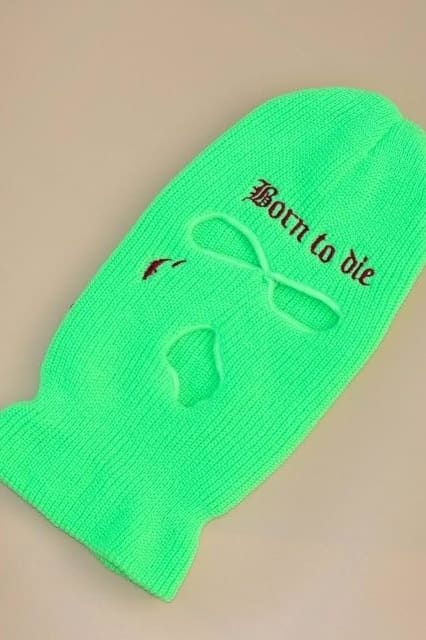 Green Born To Die 3 Holes Ski Mask / One Size Balaclava