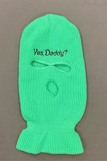 Green Embroidered Yes Daddy Ski Mask Balaclava