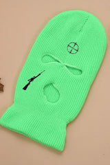 Green Rifle Target Embroidery 3 Holes Ski Mask Green Balaclava
