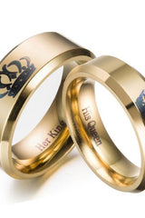 Irhaz Colour King And Queen Stainless Steel Crown Couple Rings Gold For Couples Lovers Love Promise