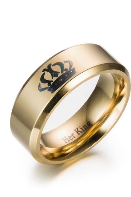 Irhaz Colour King And Queen Stainless Steel Crown Couple Rings Gold For Couples Lovers Love Promise