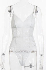 Irhaz Lace Bodysuit Women Fashion Embroidery Bandage Black/white Halter Sexy Jumpsuit Overalls