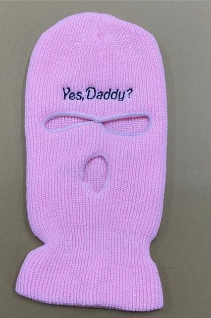 Lavender Embroidered "Yes Daddy?" Ski Mask