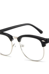 Metal Frame Retro Round Glasses Brightblacksilver-T Glasses