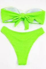 Neon Green Smocked Bandeau Bikini