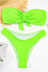 Neon Green Smocked Bandeau Bikini