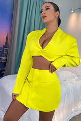 Neon Yellow Cut Out Suit Dress Dresses