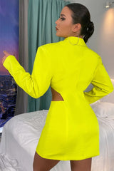 Neon Yellow Cut Out Suit Dress Dresses