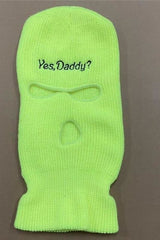 Neon Yellow Embroidered "Yes Daddy?" Ski Mask