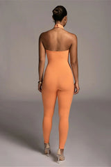 Orange Backless Halter Jumpsuit Jumpsuit