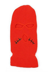 Orange Stitched Mouth Three Holes Ski Mask Balaclava