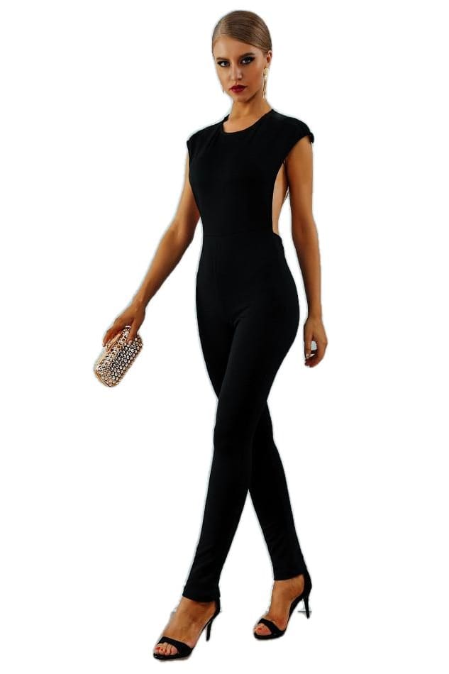 Irhaz 2019 New Summer Women Jumpsuit Elegant Beads Sexy Backless Sleeveless Chain Celebrity Night