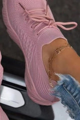 Pink Casual Mesh Breathable Vulcanize Shoes