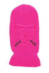 Pink Stitched Mouth Three Holes Ski Mask Balaclavas