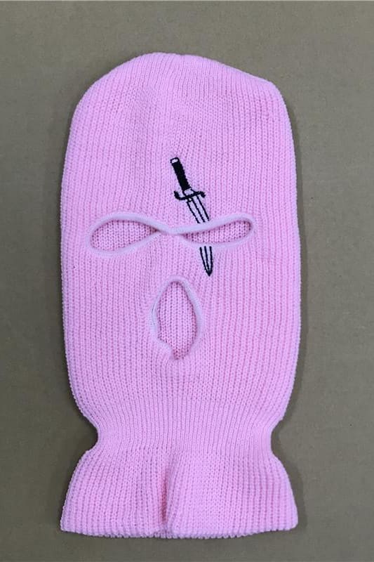 Pink Sword Embroidery 3 Holes Ski Mask / One Size Balaclava