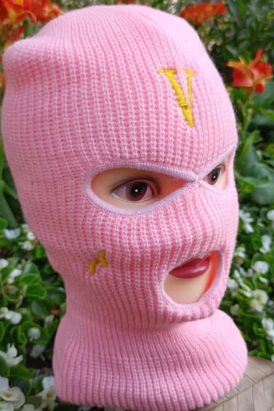 Pink Vlone Embroidery 3 Holes Ski Mask Balaclava
