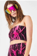 Purple Lightning Tube Top And Flare Pant Two Piece Set Set
