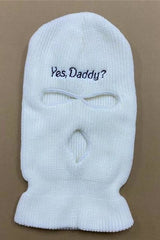 White Embroidered "Yes Daddy?" Ski Mask