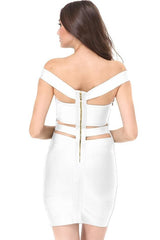 White Short Off Shoulder Bandage Cut Out Dress Dress