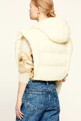 White Tie Side Hooded Cropped Puffer Vest Vests