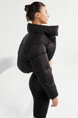 Womens Black Cropped Bolero Puffer Jacket Coats & Jackets
