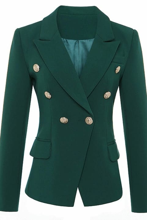 Women's Dark Emerald Green Double Breasted Blazer | IRHAZ