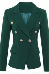 Dark Green Blazer Double Breasted Women's Business Suit