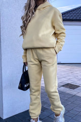 Women's Yellow Hoodie And Sweatpants Tracksuit Set